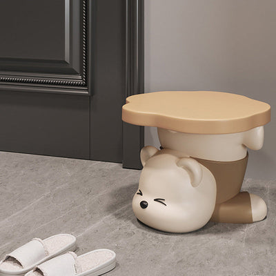 Contemporary Creative Bear Resin Footstool Backless Armless For Living Room