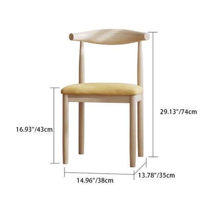 Modern Minimalist Cotton Solid Wood Dining Chair Backrest Armless For Dining Room