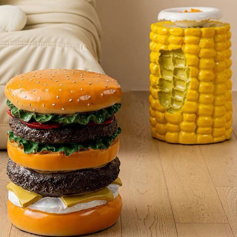 Contemporary Creative Hamburger Corn Footstool Backless Armless For Living Room