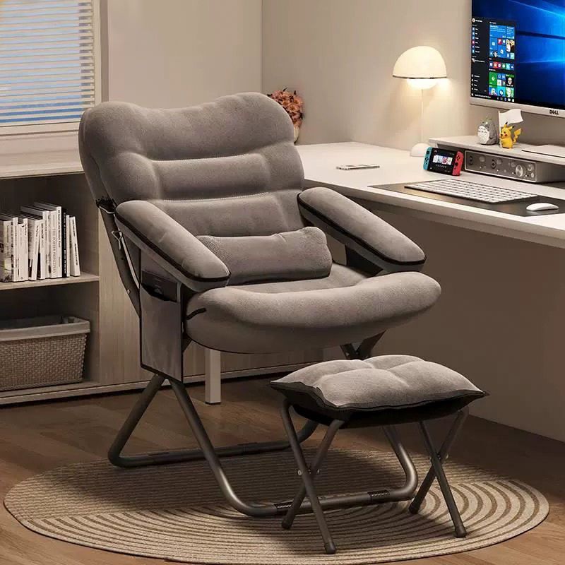 Modern Simplicity Flannelette Steel Desk Chair Backrest Armrest For Home Office