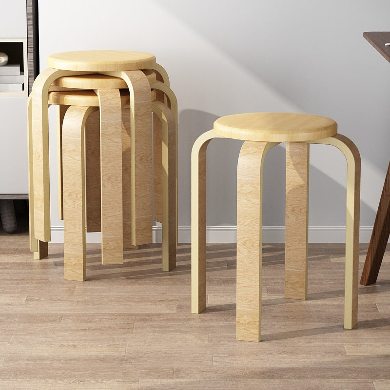 Contemporary Simplicity Density Board Solid Wood Dining Chair Backless Armless For Dining Room