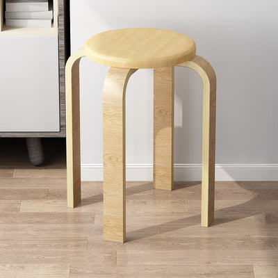 Contemporary Simplicity Density Board Solid Wood Dining Chair Backless Armless For Dining Room