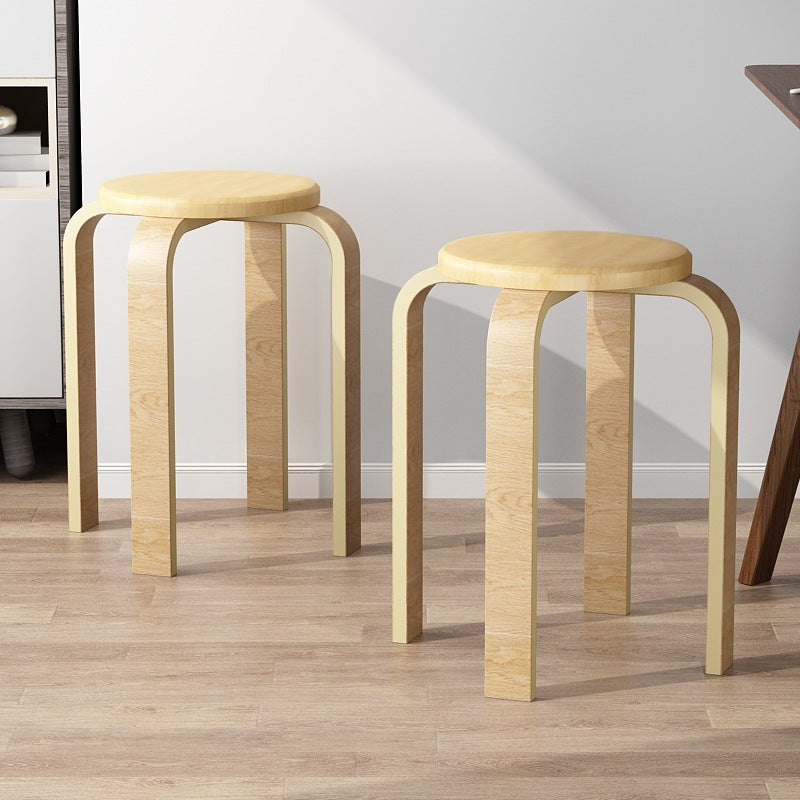 Contemporary Simplicity Density Board Solid Wood Dining Chair Backless Armless For Dining Room