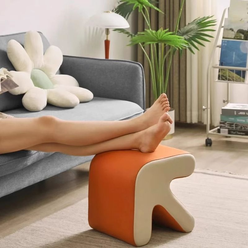 Contemporary Creative Arrow Flannelette Solid Wood Footstool Backless Armless For Living Room