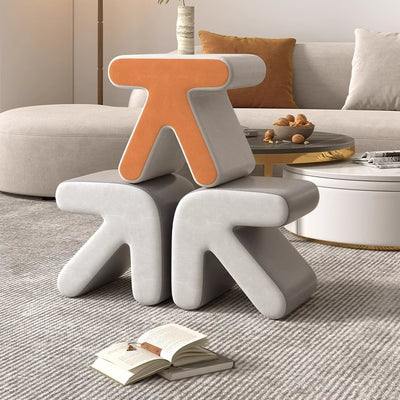 Contemporary Creative Arrow Flannelette Solid Wood Footstool Backless Armless For Living Room