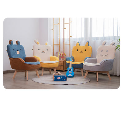 Contemporary Creative Cartoon Embroidery Velvet Solid Wood Children Sofa Backrest Armrest For Living Room