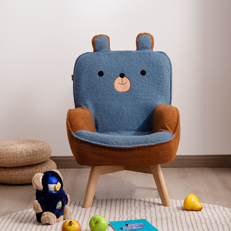 Contemporary Creative Cartoon Embroidery Velvet Solid Wood Children Sofa Backrest Armrest For Living Room