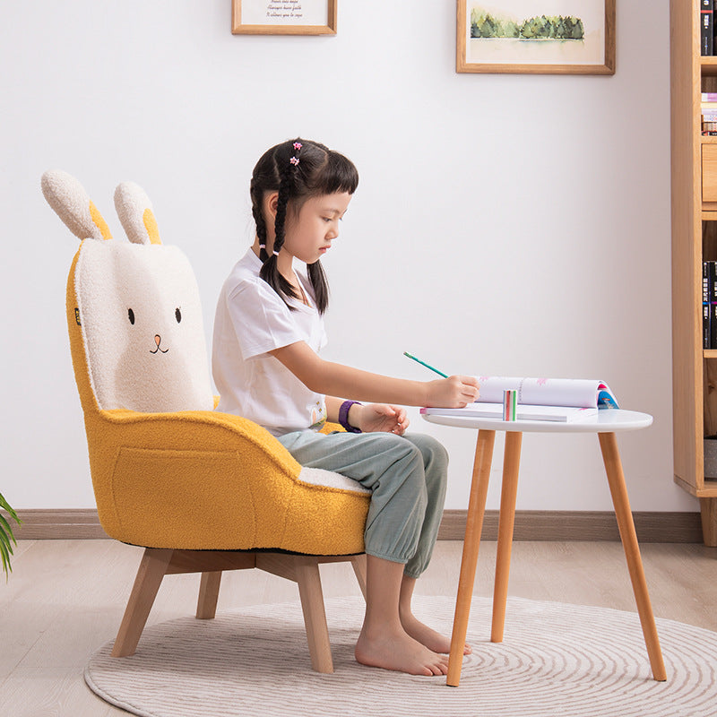 Contemporary Creative Cartoon Embroidery Velvet Solid Wood Children Sofa Backrest Armrest For Living Room