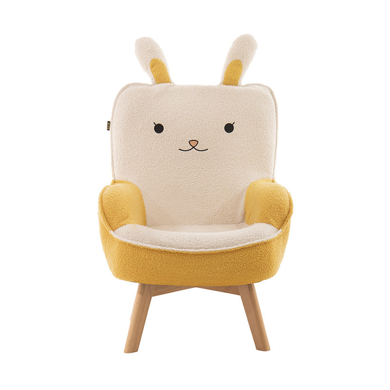 Contemporary Creative Cartoon Embroidery Velvet Solid Wood Children Sofa Backrest Armrest For Living Room