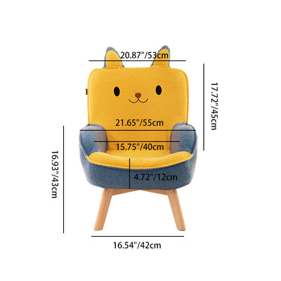 Contemporary Creative Cartoon Embroidery Velvet Solid Wood Children Sofa Backrest Armrest For Living Room