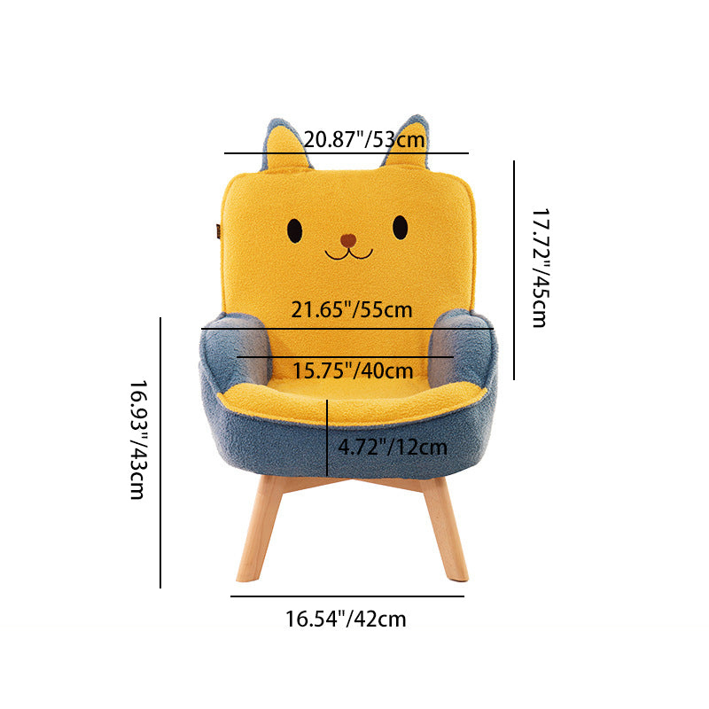 Contemporary Creative Cartoon Embroidery Velvet Solid Wood Children Sofa Backrest Armrest For Living Room