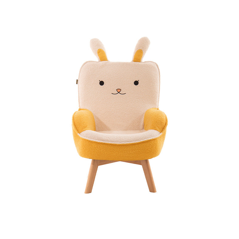 Contemporary Creative Cartoon Embroidery Velvet Solid Wood Children Sofa Backrest Armrest For Living Room