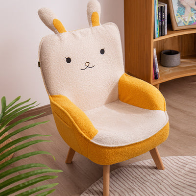 Contemporary Creative Cartoon Embroidery Velvet Solid Wood Children Sofa Backrest Armrest For Living Room