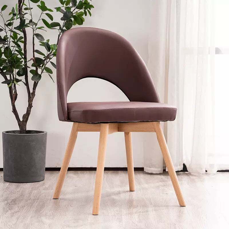 Modern Simplicity Cotton Leather Solid Wood Dining Chair Backrest Armless For Dining Room