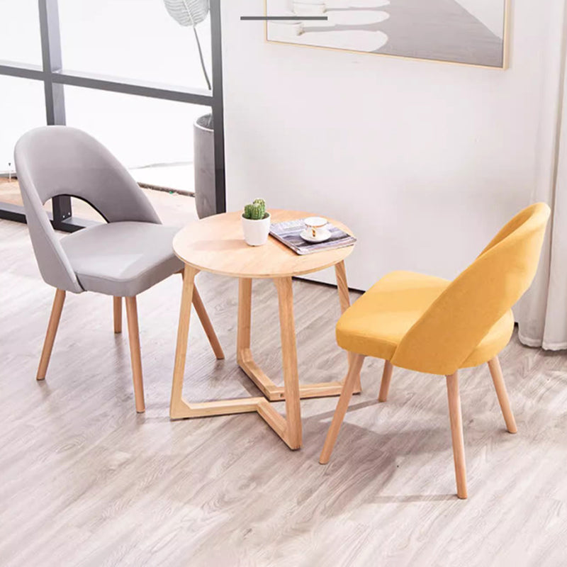 Modern Simplicity Cotton Leather Solid Wood Dining Chair Backrest Armless For Dining Room