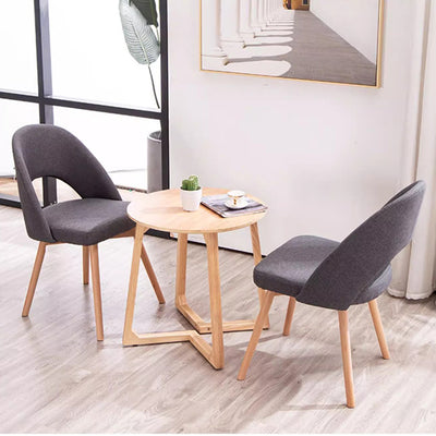 Modern Simplicity Cotton Leather Solid Wood Dining Chair Backrest Armless For Dining Room