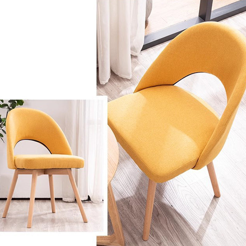 Modern Simplicity Cotton Leather Solid Wood Dining Chair Backrest Armless For Dining Room