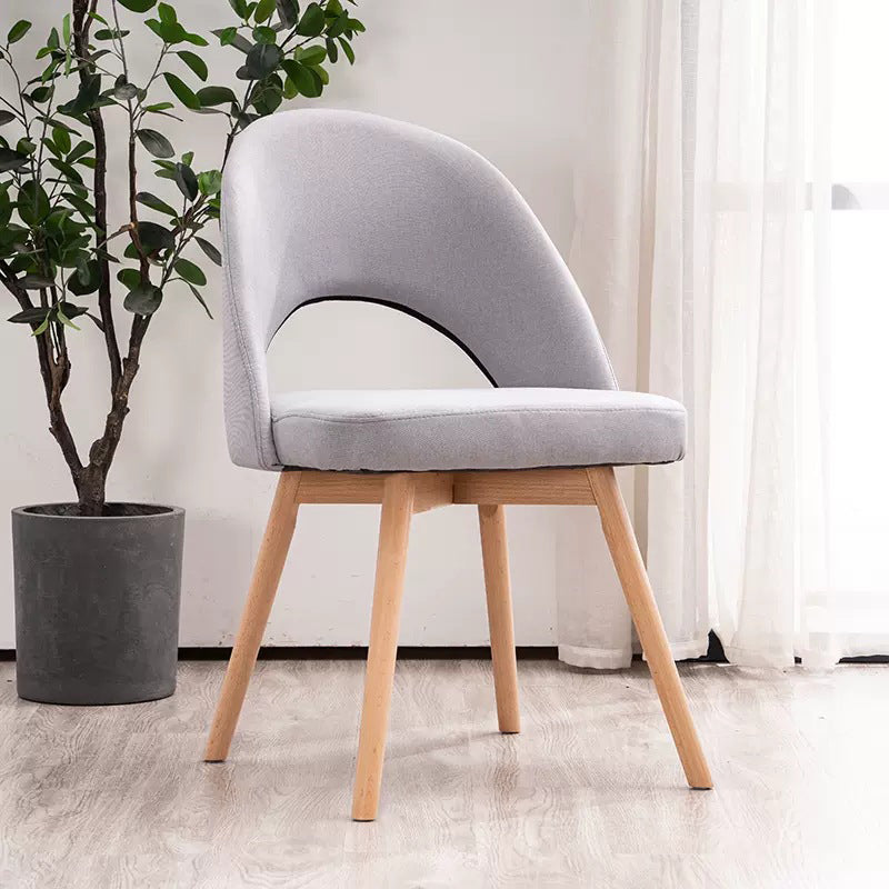 Modern Simplicity Cotton Leather Solid Wood Dining Chair Backrest Armless For Dining Room