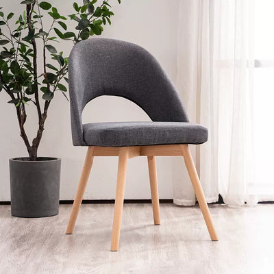 Modern Simplicity Cotton Leather Solid Wood Dining Chair Backrest Armless For Dining Room