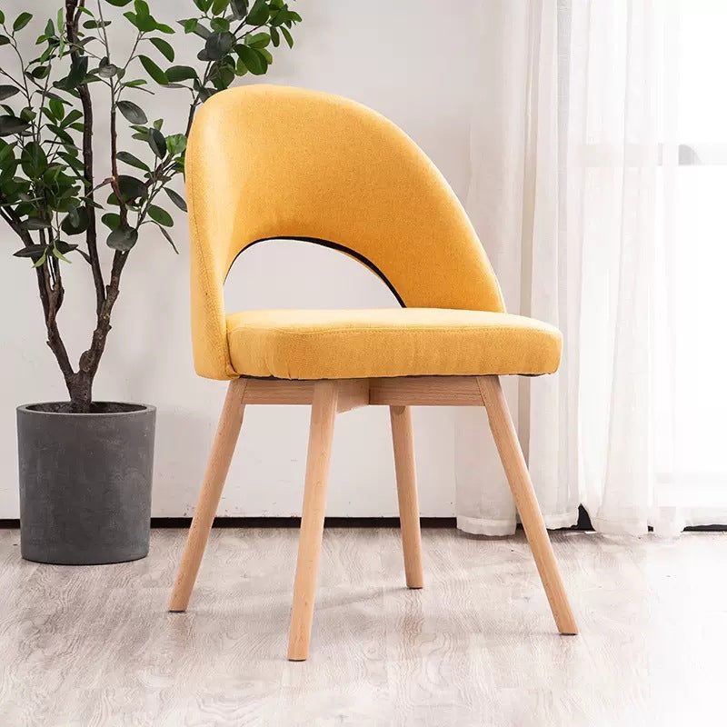 Modern Simplicity Cotton Leather Solid Wood Dining Chair Backrest Armless For Dining Room