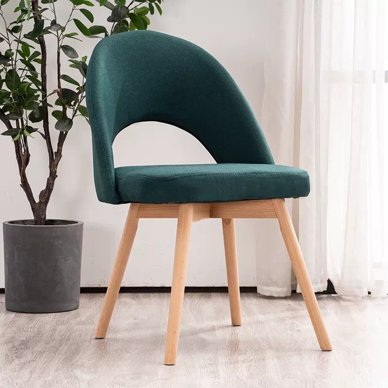 Modern Simplicity Cotton Leather Solid Wood Dining Chair Backrest Armless For Dining Room