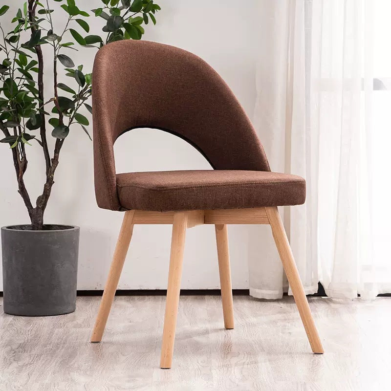 Modern Simplicity Cotton Leather Solid Wood Dining Chair Backrest Armless For Dining Room