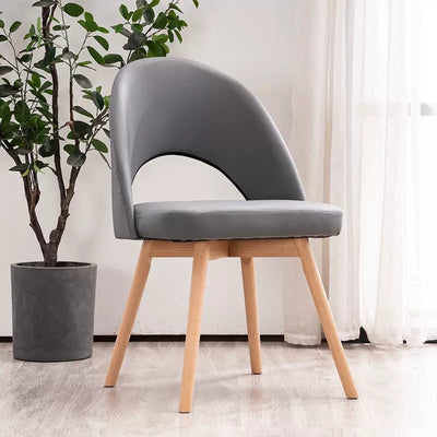 Modern Simplicity Cotton Leather Solid Wood Dining Chair Backrest Armless For Dining Room