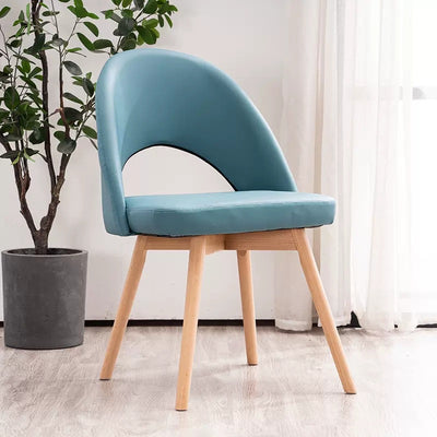 Modern Simplicity Cotton Leather Solid Wood Dining Chair Backrest Armless For Dining Room