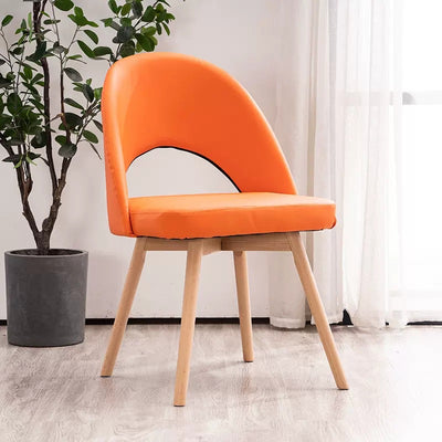 Modern Simplicity Cotton Leather Solid Wood Dining Chair Backrest Armless For Dining Room