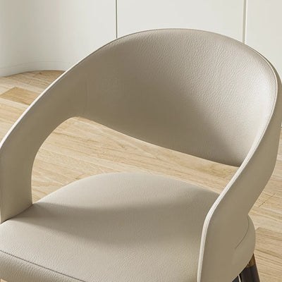 Chaise de salle à manger en cuir simplicité moderne en acier au carbone avec dossier et accoudoirs 