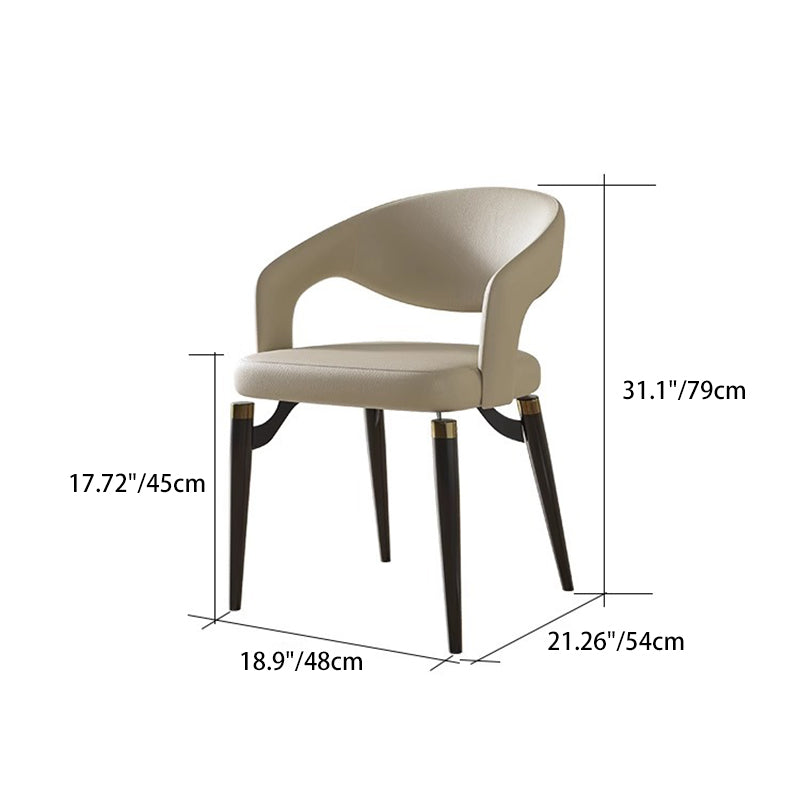 Chaise de salle à manger en cuir simplicité moderne en acier au carbone avec dossier et accoudoirs 