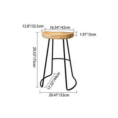 Zeitgenössischer nordischer Esszimmerstuhl aus massivem Holz und Eisen ohne Rückenlehne und Armlehnen für das Esszimmer 