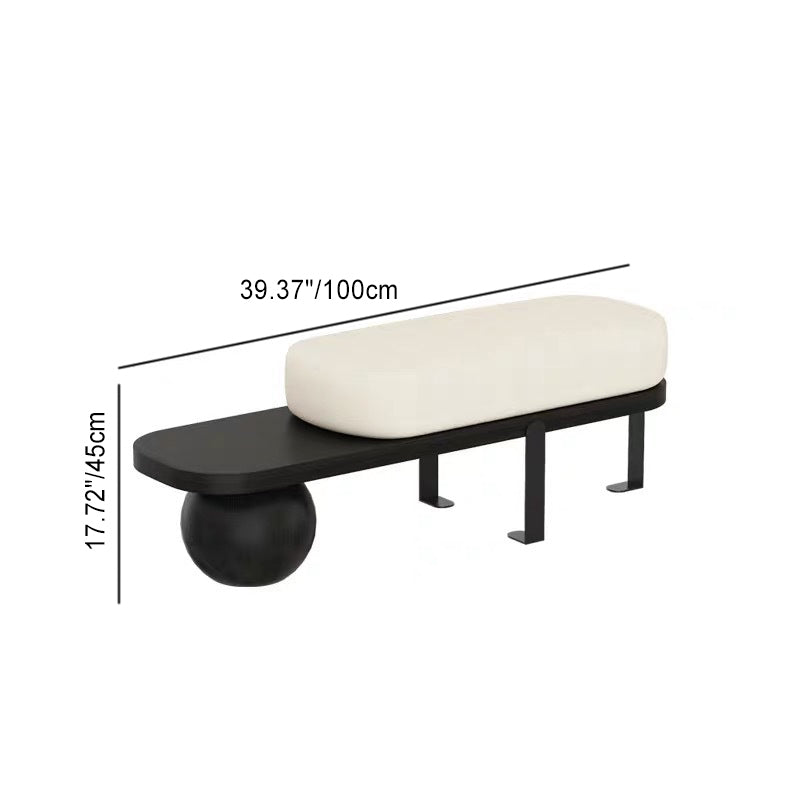 Contemporary Nordic Rectangle Lambswool Solid Wood Backless Armless Bench For Living Room