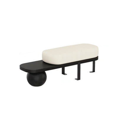 Contemporary Nordic Rectangle Lambswool Solid Wood Backless Armless Bench For Living Room