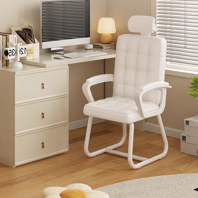 Silla de Escritorio de Hierro de Cuero de Simplicidad Moderna con Respaldo y Reposabrazos para Oficina en Casa 