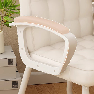 Silla de Escritorio de Hierro de Cuero de Simplicidad Moderna con Respaldo y Reposabrazos para Oficina en Casa 