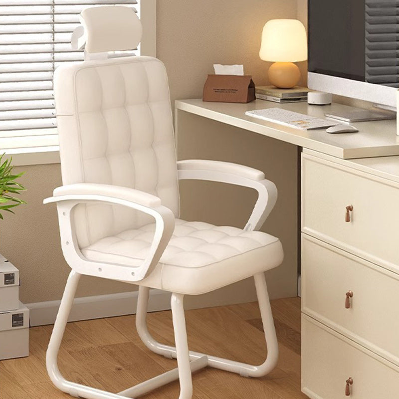 Silla de Escritorio de Hierro de Cuero de Simplicidad Moderna con Respaldo y Reposabrazos para Oficina en Casa 