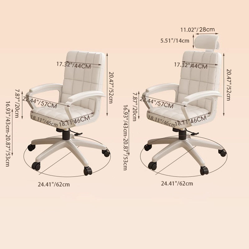 Silla de Escritorio de Hierro de Cuero de Simplicidad Moderna con Respaldo y Reposabrazos para Oficina en Casa 