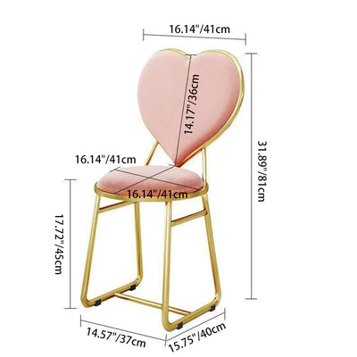 Contemporary Creative Carbon Steel Flannelette Heart Shape Dining Chair Backrest Armless For Dining Room