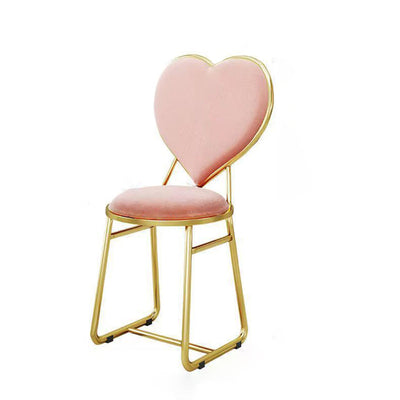 Contemporary Creative Carbon Steel Flannelette Heart Shape Dining Chair Backrest Armless For Dining Room