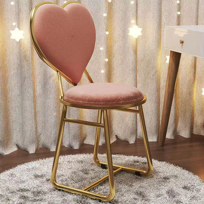 Contemporary Creative Carbon Steel Flannelette Heart Shape Dining Chair Backrest Armless For Dining Room