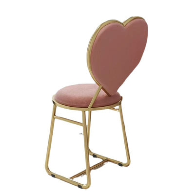 Contemporary Creative Carbon Steel Flannelette Heart Shape Dining Chair Backrest Armless For Dining Room