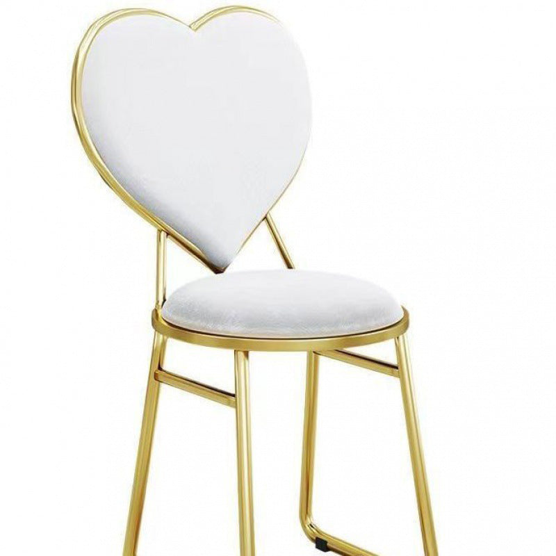 Contemporary Creative Carbon Steel Flannelette Heart Shape Dining Chair Backrest Armless For Dining Room