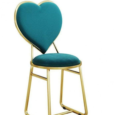 Contemporary Creative Carbon Steel Flannelette Heart Shape Dining Chair Backrest Armless For Dining Room