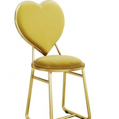 Contemporary Creative Carbon Steel Flannelette Heart Shape Dining Chair Backrest Armless For Dining Room