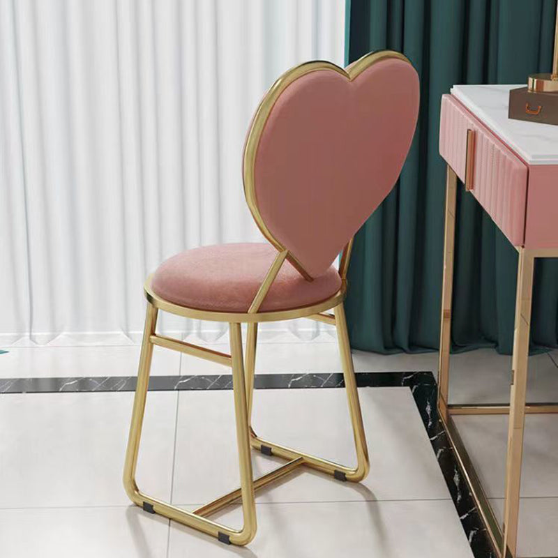 Contemporary Creative Carbon Steel Flannelette Heart Shape Dining Chair Backrest Armless For Dining Room