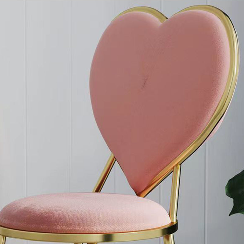 Contemporary Creative Carbon Steel Flannelette Heart Shape Dining Chair Backrest Armless For Dining Room