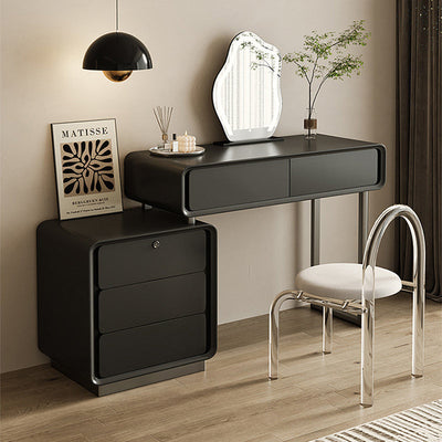 Modern Minimalist Rectangular Iron Wood Makeup Vanity 5 - Drawer For Bedroom