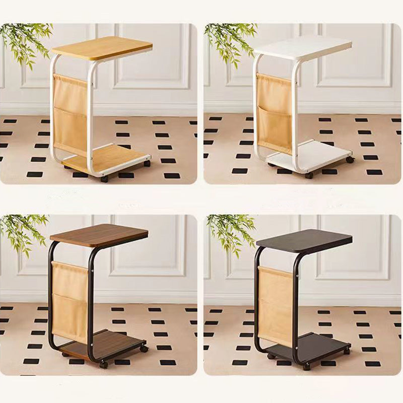 Contemporary Simplicity Wood Iron Side Table 4 - Wheel For Living Room