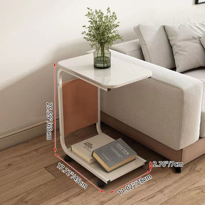 Contemporary Simplicity Wood Iron Side Table 4 - Wheel For Living Room